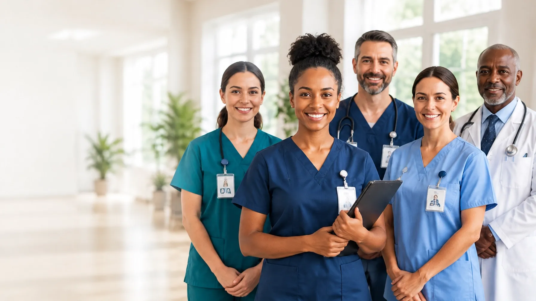 A diverse team of healthcare professionals ready to support care organizations